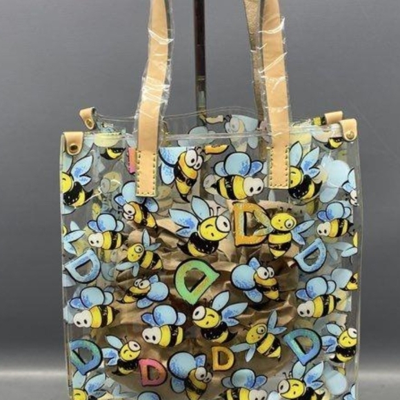 Dooney & Bourke Handbags - Dooney & Bourke Bee Print Tote - Tan and Blue